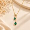 Emerald Drop Dual-Pendant Necklace