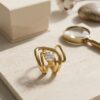 Caged Solitaire Diamond Ring